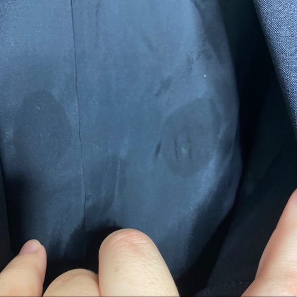 Escada Belted Wool Blazer 44 Navy Blue - Picture 5 of 10